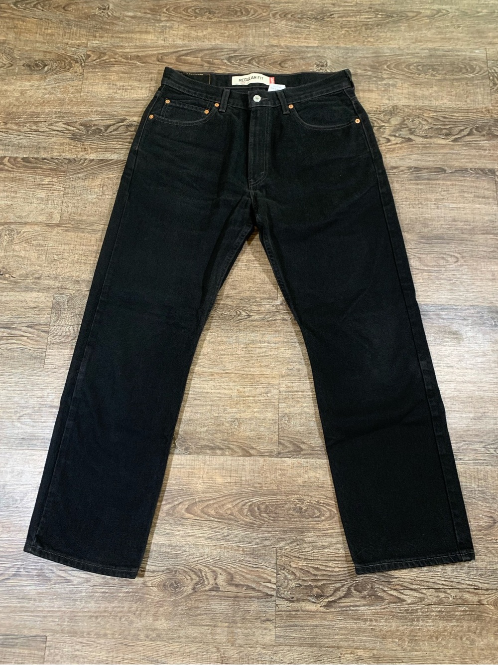 Levis 505 Jeans Mens 34x29 Black Denim Regular Straight Charcoal Wash Red Tab